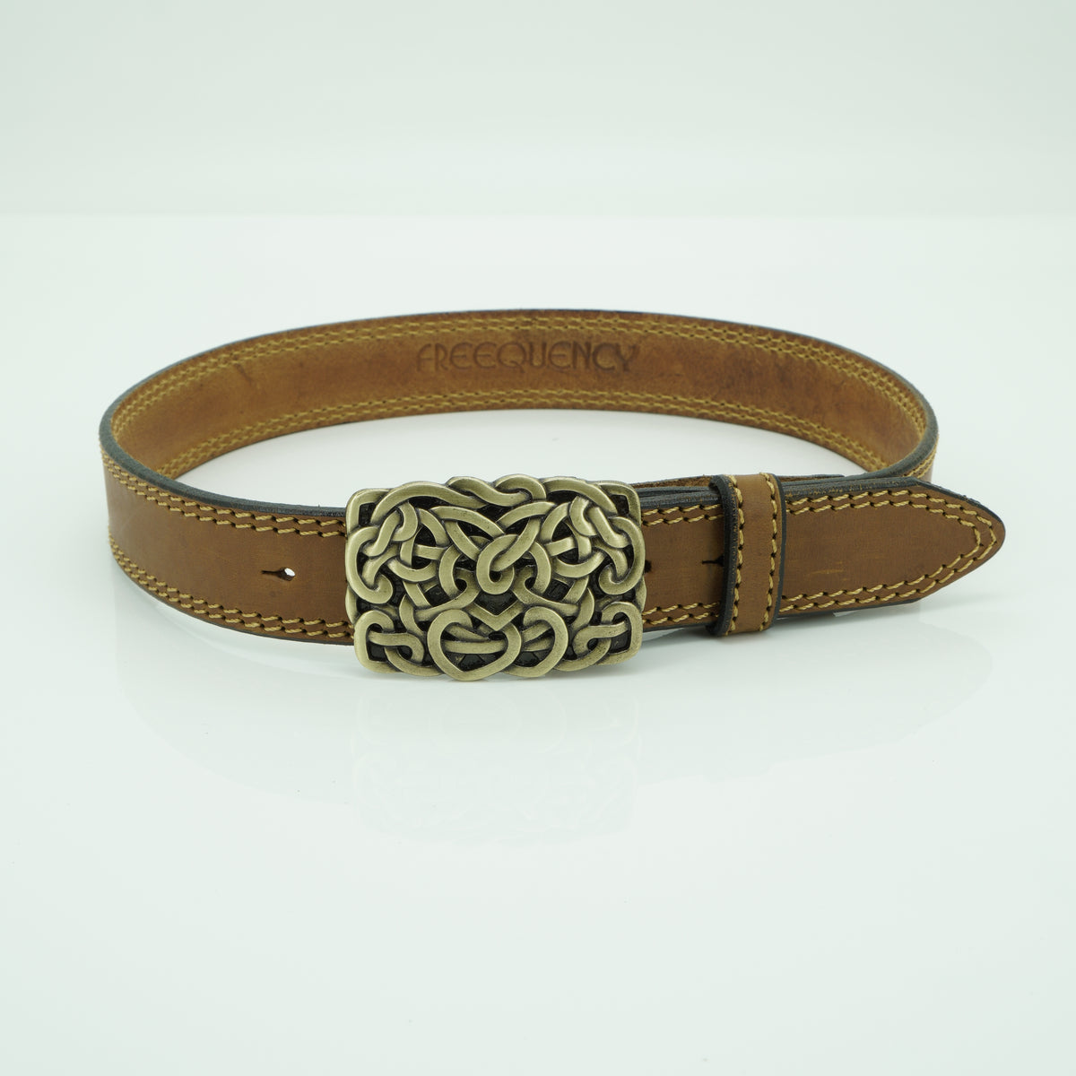 38mm tan 2 stitch leather belt