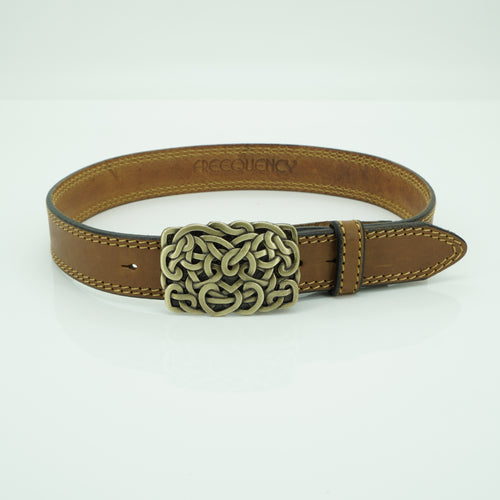 38mm tan 2 stitch leather belt