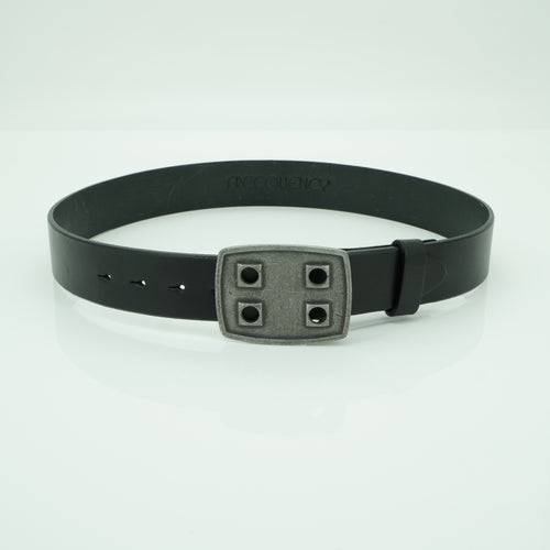 38mm black plain leather belt