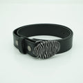 38mm black lizard 1 stitch leather belt