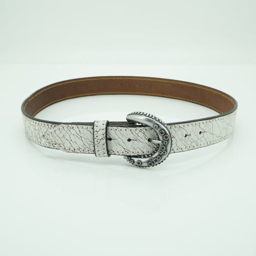 38mm cracked white leather belt