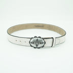 38mm cracked white leather belt