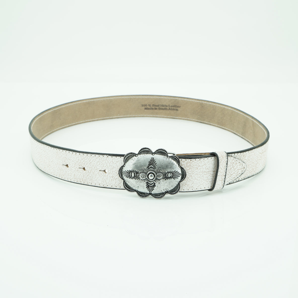 38mm cracked white leather belt