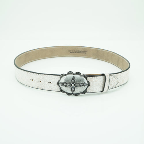 38mm cracked white leather belt