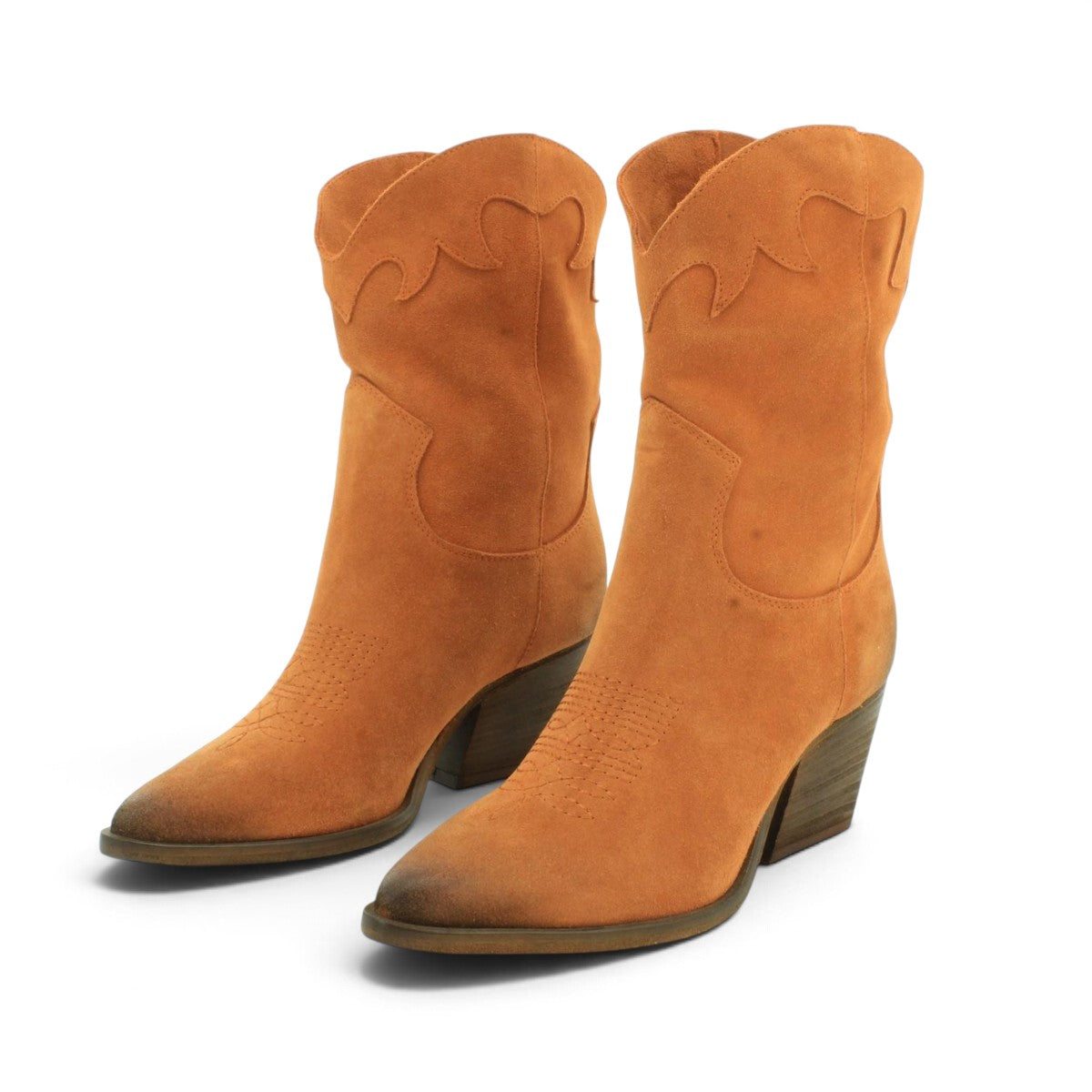 Juice Western-inspired Ankle Boot in Luxuriously Soft Burnt Orange