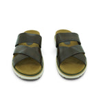 Ambitious Wide-strap Crossover Slide in Rich Dark Olive
