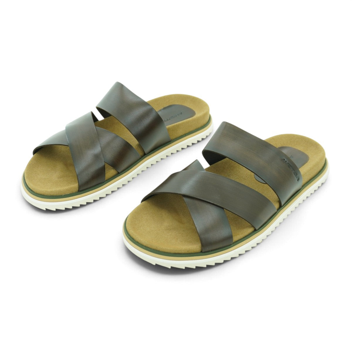 Ambitious Wide-strap Crossover Slide in Rich Dark Olive