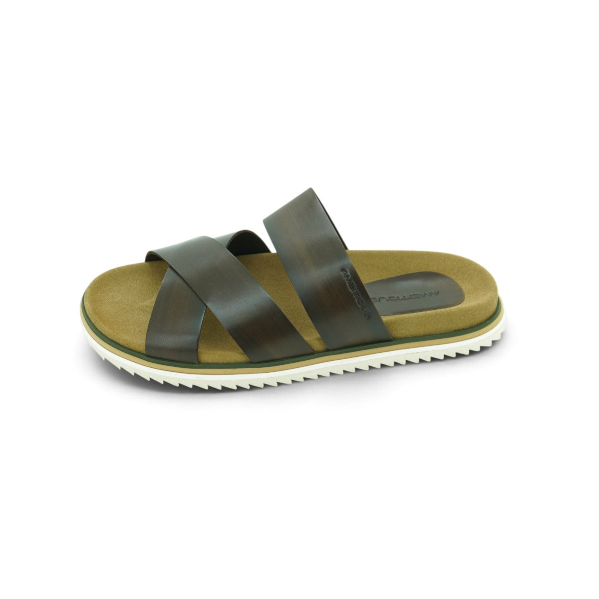 Ambitious Wide-strap Crossover Slide in Rich Dark Olive