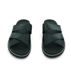 Ambitious Wide-strap Crossover Slide in Smooth Black