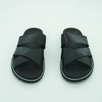 Ambitious Wide-strap Crossover Slide in Smooth Black