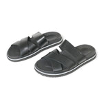 Ambitious Wide-strap Crossover Slide in Smooth Black