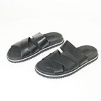 Ambitious Wide-strap Crossover Slide in Smooth Black