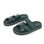 Ambitious Wide-strap Crossover Slide in Smooth Black