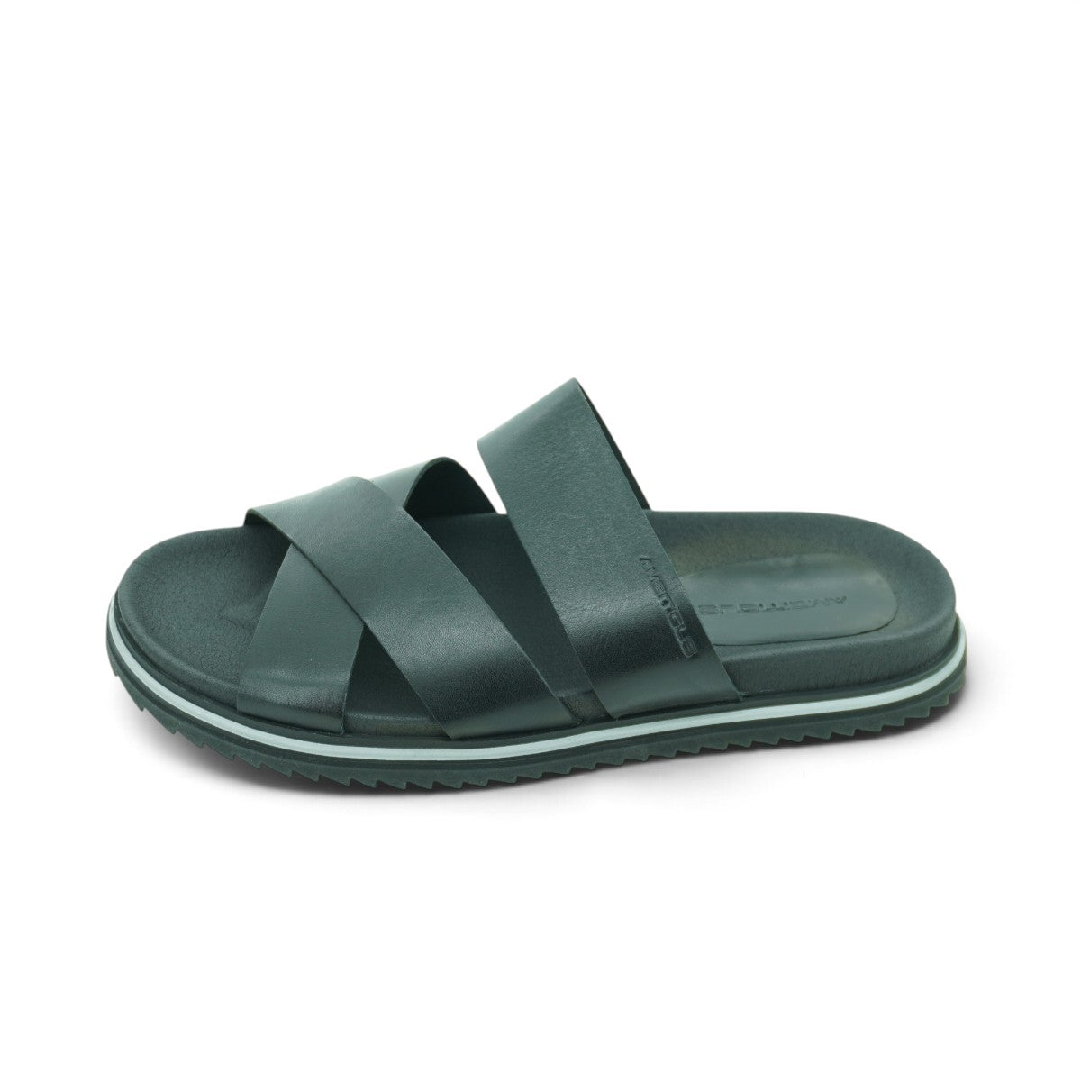 Ambitious Wide-strap Crossover Slide in Smooth Black
