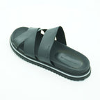 Ambitious Wide-strap Crossover Slide in Smooth Black