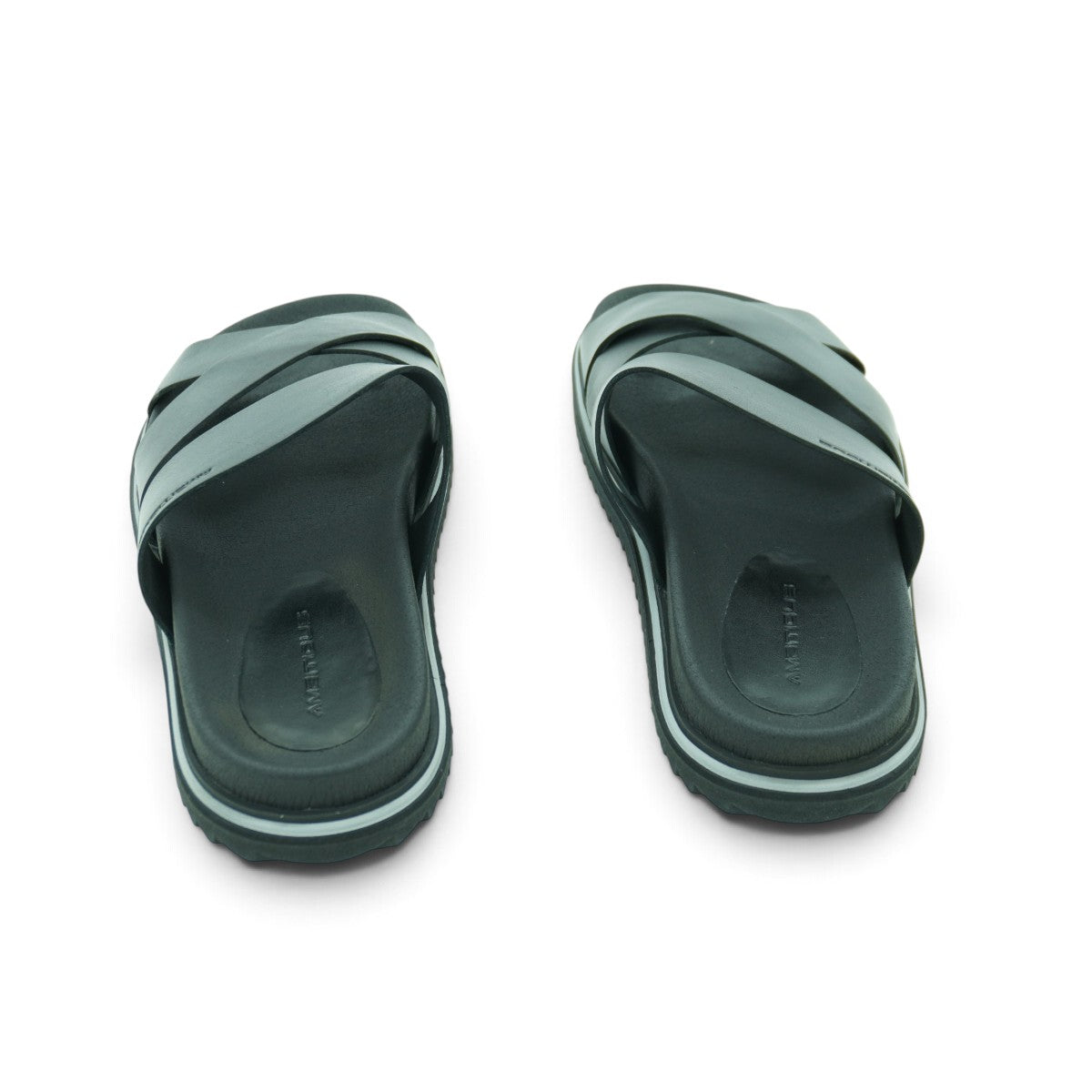 Ambitious Wide-strap Crossover Slide in Smooth Black