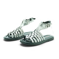 As98 Flat Gladiator Sandal in Beautifully Distressed Silver Metallic