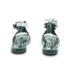 As98 Flat Gladiator Sandal in Beautifully Distressed Silver Metallic