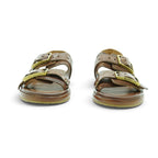 As98 Double-strap Flat Sandal in Rich Burnished Tan