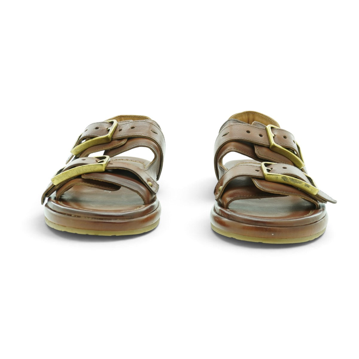 As98 Double-strap Flat Sandal in Rich Burnished Tan
