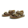 As98 Double-strap Flat Sandal in Rich Burnished Tan