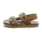 As98 Double-strap Flat Sandal in Rich Burnished Tan