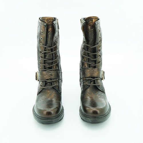 A.S. 98 Tall Lace-up Combat Boot in Richly Distressed Bronze | 2025ASW02
