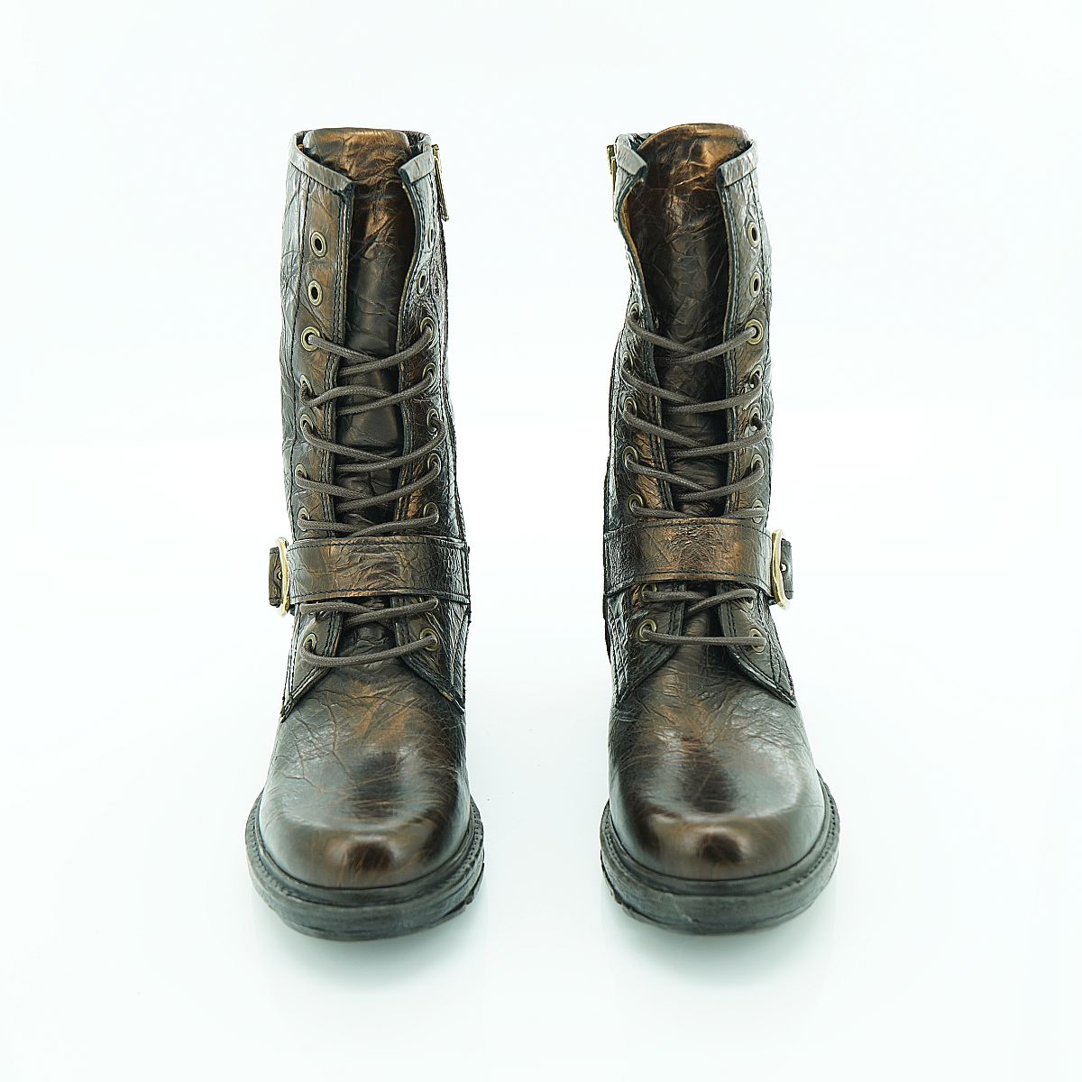 A.S. 98 Tall Lace-up Combat Boot in Richly Distressed Bronze | 2025ASW02