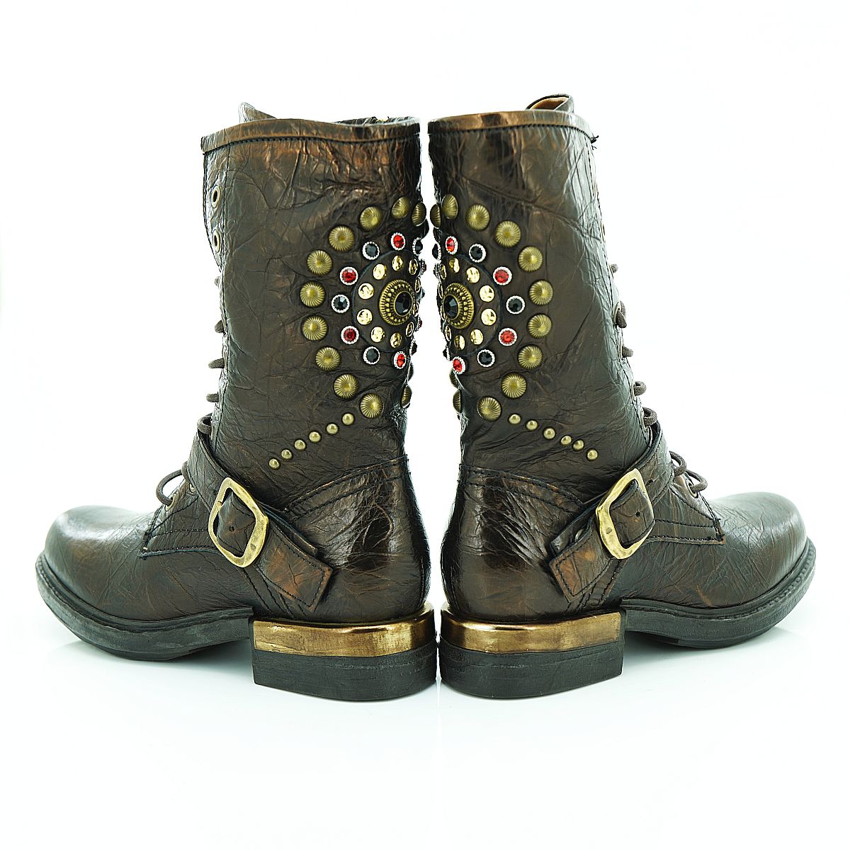 A.S. 98 Tall Lace-up Combat Boot in Richly Distressed Bronze | 2025ASW02