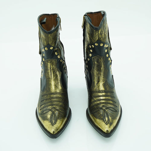 A.S. 98 Western Ankle Boot in Crinkled Antique Gold Metallic | 2025ASW04