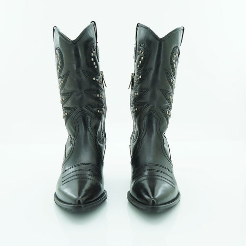 A.S. 98 Tall Western Boot in Smooth Black | 2025ASW06