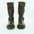A.S. 98 Mid-calf Biker Boot in Richly Distressed Dark Bronze | 2025ASW10
