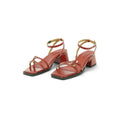 Crea Strappy Heeled Sandal in Rich Burgundy
