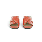 Crea Crossover Heeled Mule in Rich Terracotta