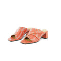 Crea Crossover Heeled Mule in Rich Terracotta