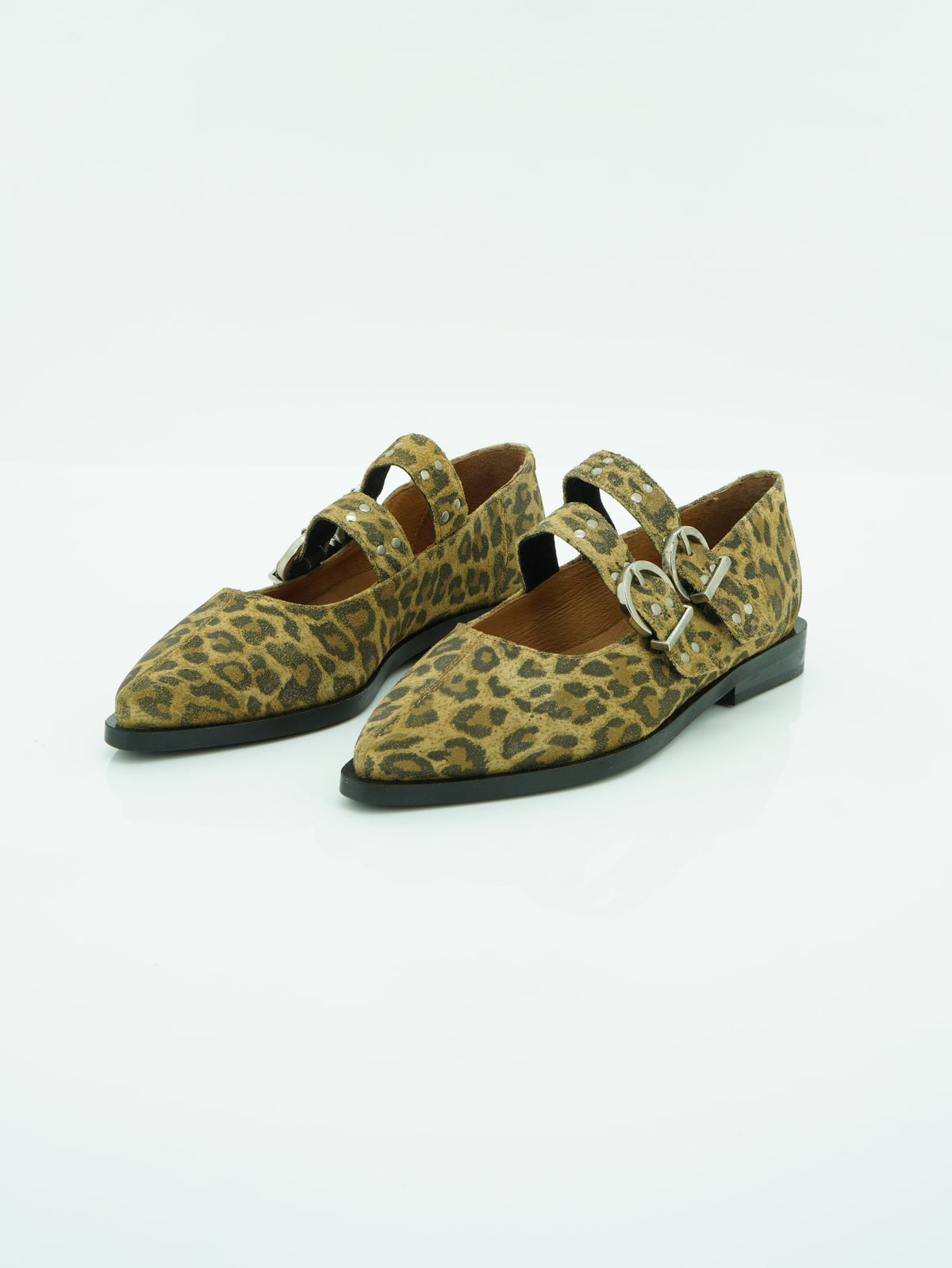 Crea Double-strap Mary Jane Flat in Luxurious Leopard Print