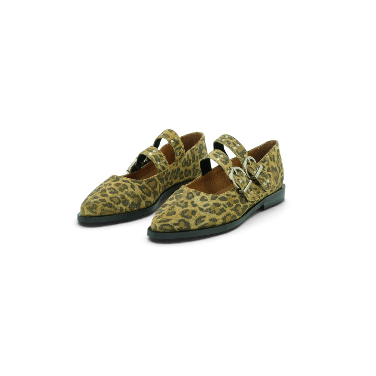 Crea Double-strap Mary Jane Flat in Luxurious Leopard Print