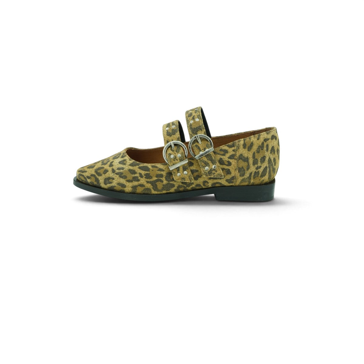 Crea Double-strap Mary Jane Flat in Luxurious Leopard Print
