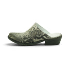 EV Pointed-toe Mule in Striking Grey Snake-print