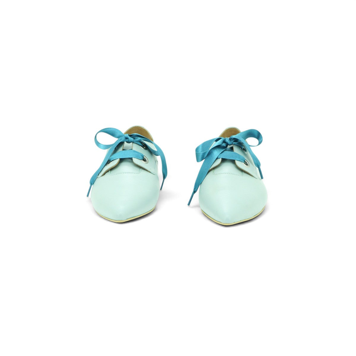 Fly London Pointed-toe Lace-up Flat in Soft Baby Blue