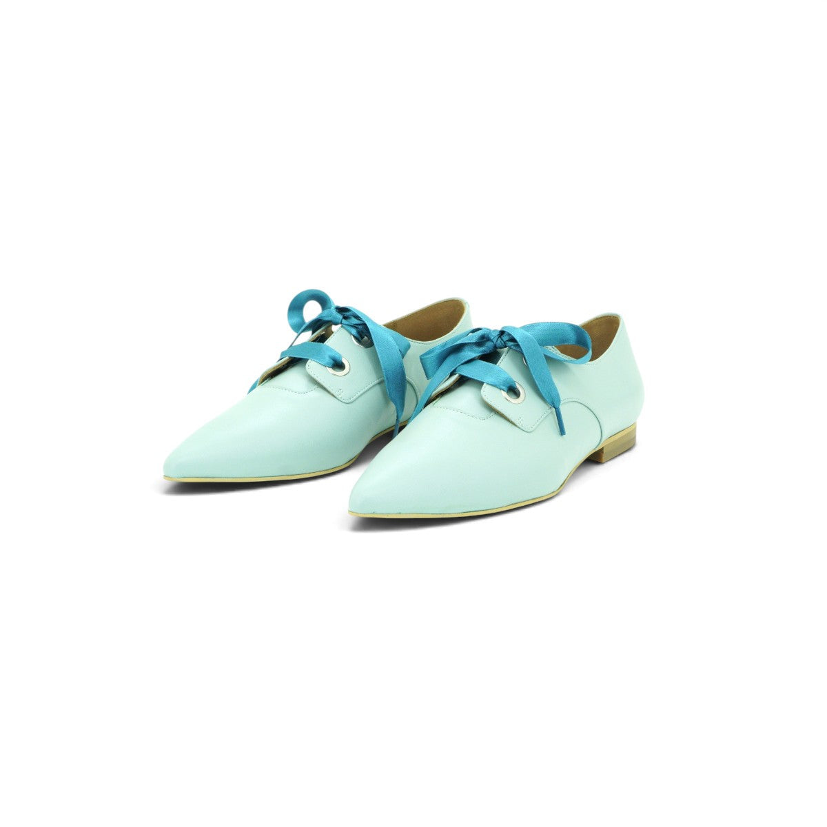 Fly London Pointed-toe Lace-up Flat in Soft Baby Blue