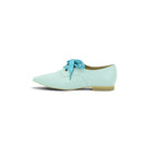 Fly London Pointed-toe Lace-up Flat in Soft Baby Blue