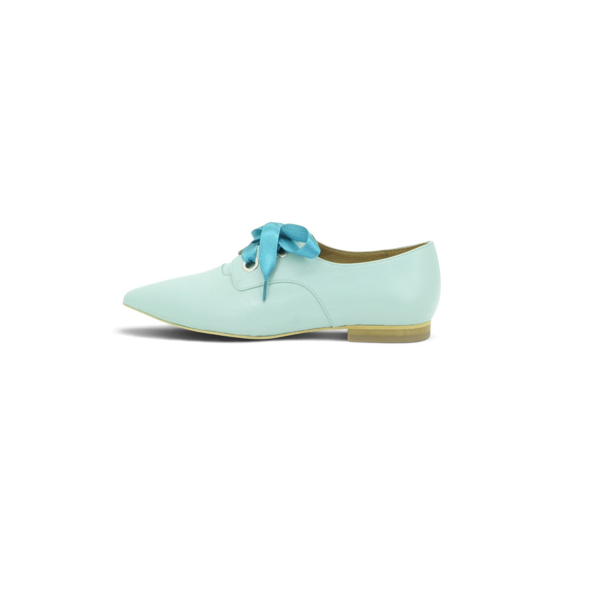 Fly London Pointed-toe Lace-up Flat in Soft Baby Blue