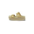 Fantasy Sandals Double-strap Platform Slide in Beige Croc-embossed