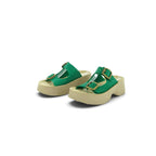Fantasy Sandals T-bar Platform Slide in Rich Emerald Green