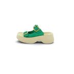 Fantasy Sandals T-bar Platform Slide in Rich Emerald Green
