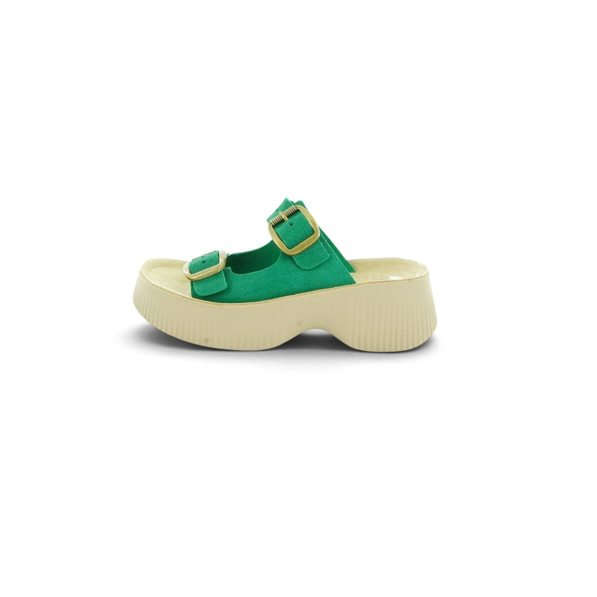 Fantasy Sandals T-bar Platform Slide in Rich Emerald Green