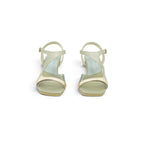 Hispanitas Asymmetric Cross-strap Heeled Sandal in Soft Champagne Metallic