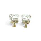 Hispanitas Asymmetric Cross-strap Heeled Sandal in Soft Champagne Metallic