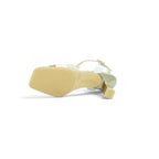 Hispanitas Asymmetric Cross-strap Heeled Sandal in Soft Champagne Metallic